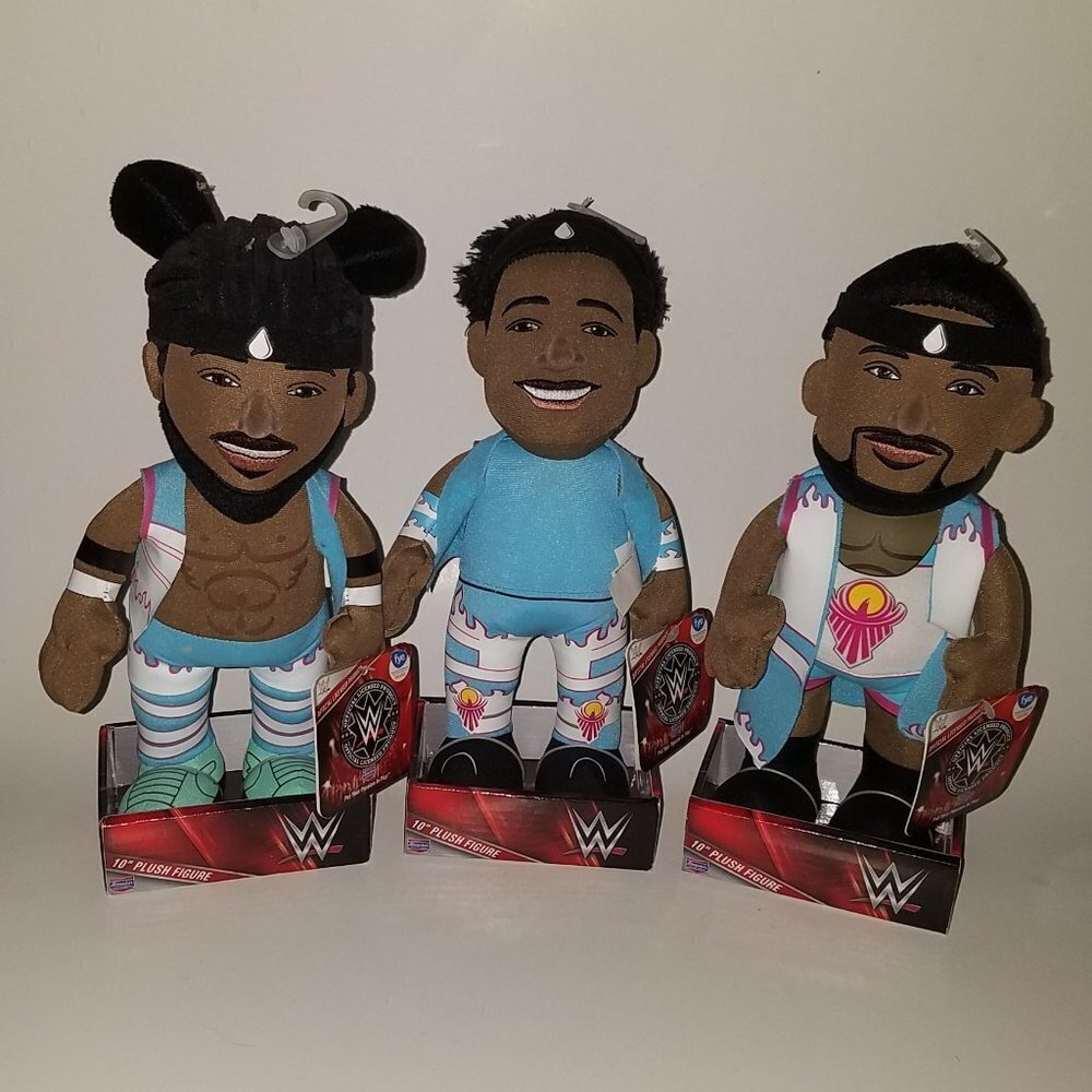 NEW 3 WWE 10" Plush Lot Kofi Kingston Xavier Woods Big E Bleacher Creatures Toy